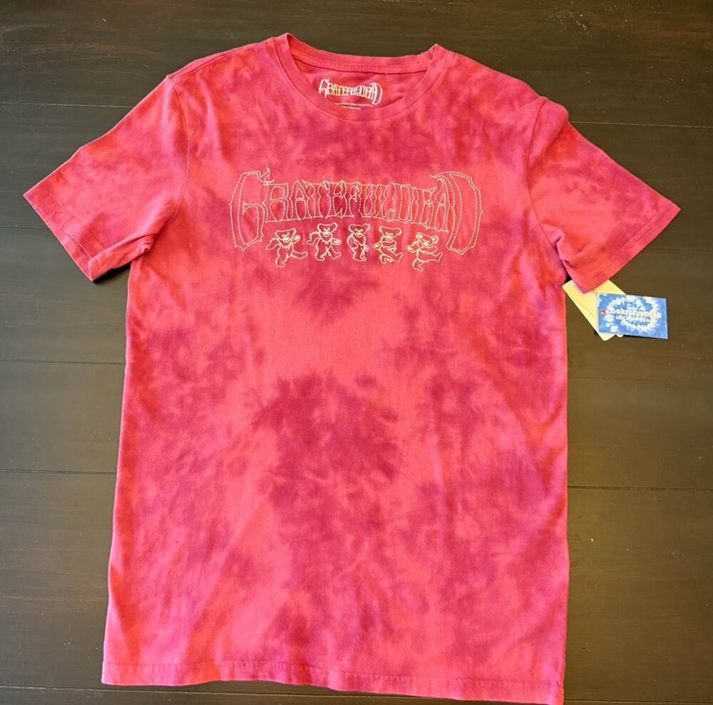 NWT Lucky Brand Grateful Dead Shirt S Embroidered Dancing Bears Tie-Dye Tee Band